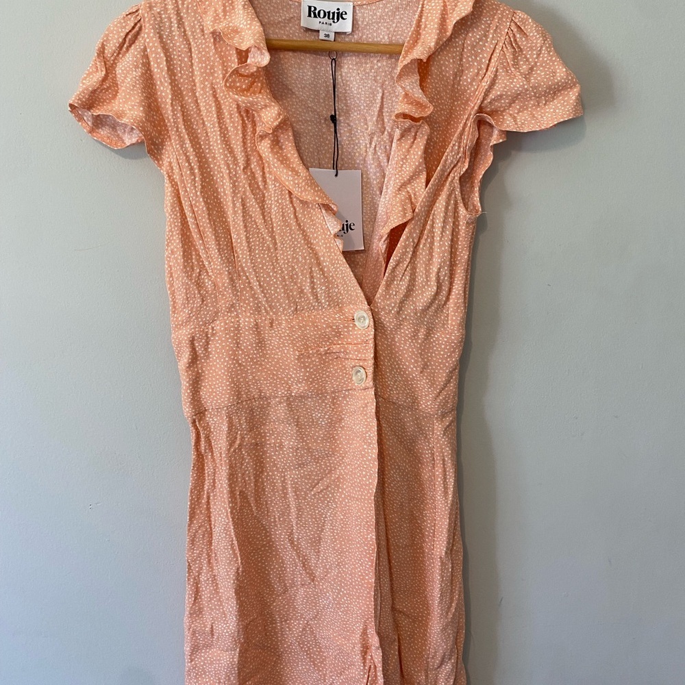 Rouje Pink Flutter Sleeve Wrap Mini Dress